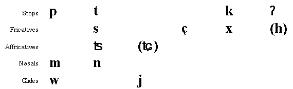 Blackfoot Consonant Chart (Phonetic)